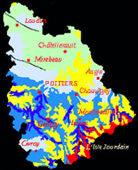 Cartographie des Orchidées du Poitou-Charentes et de la Vendée. Carte géologique de la Vienne. SFO de Poitou-Charentes et Vendée.