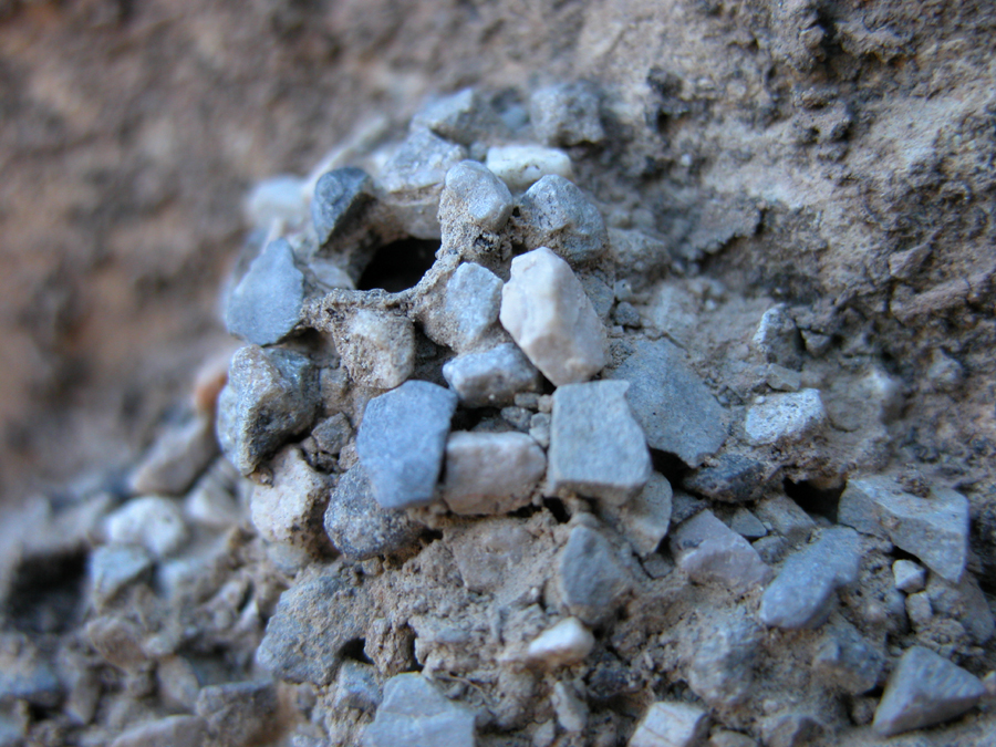Nid de Guêpe maçonne en pierres reliées par un mortier. Photo Jean-Pierre Ring