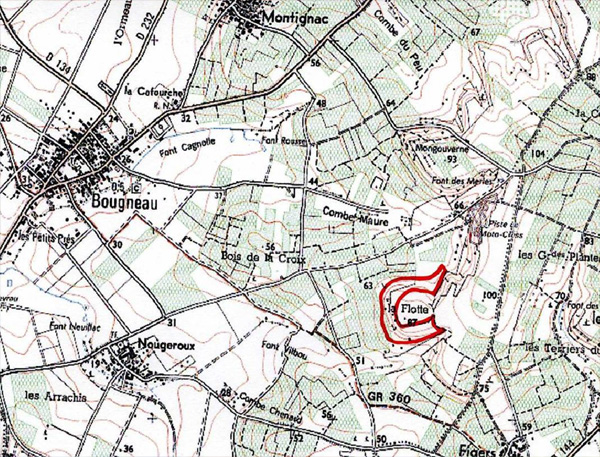 MICROSITES A ORCHIDEES - Le Coteau de Chez Bougneau - Présentation et localisation du site. Localisaton sur la carte IGN au 25000ème.