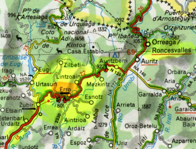 ESPAGNE (2) - Orchidées de la Province de Navarra - Carte routière et localisation des stations. 