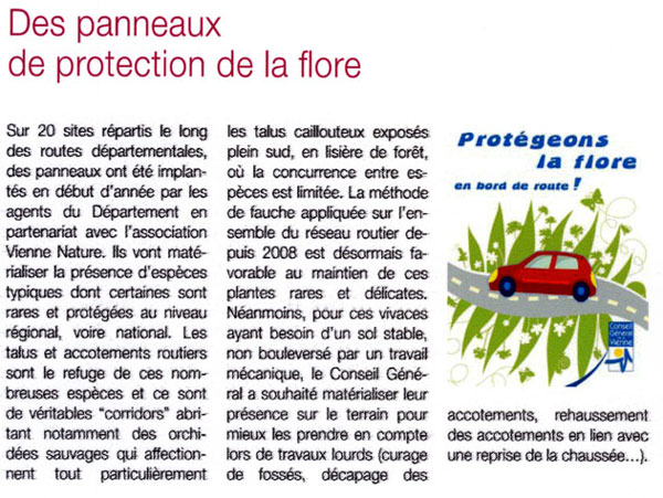 PROTECTION ET GESTION - Protection de la flore des bords de route. 
