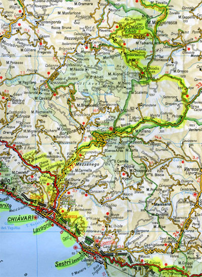 Carte routière Ligurie. HORS REGION - ITALIE - Orchidées de la Ligurie. SFO PCV Société Française d'Orchidophilie de Poitou-Charentes et Vendée.